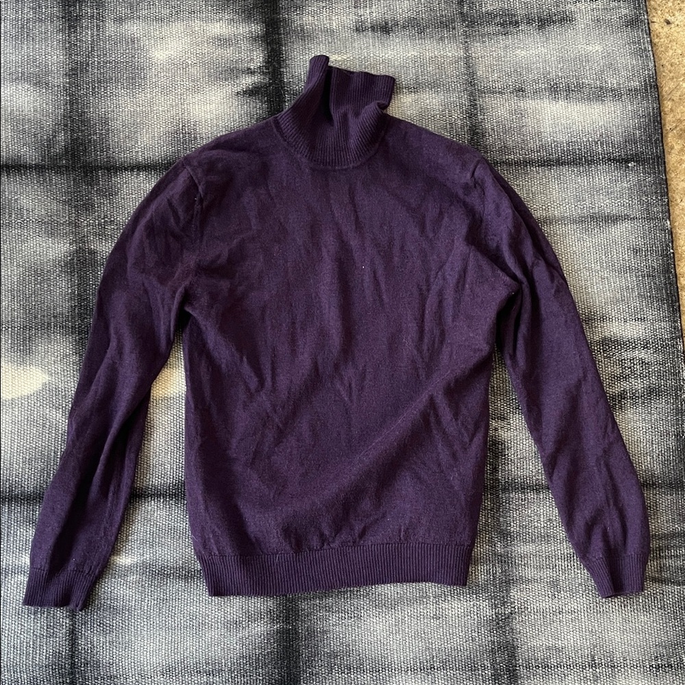Purple Merino Wool Turtleneck Sweater